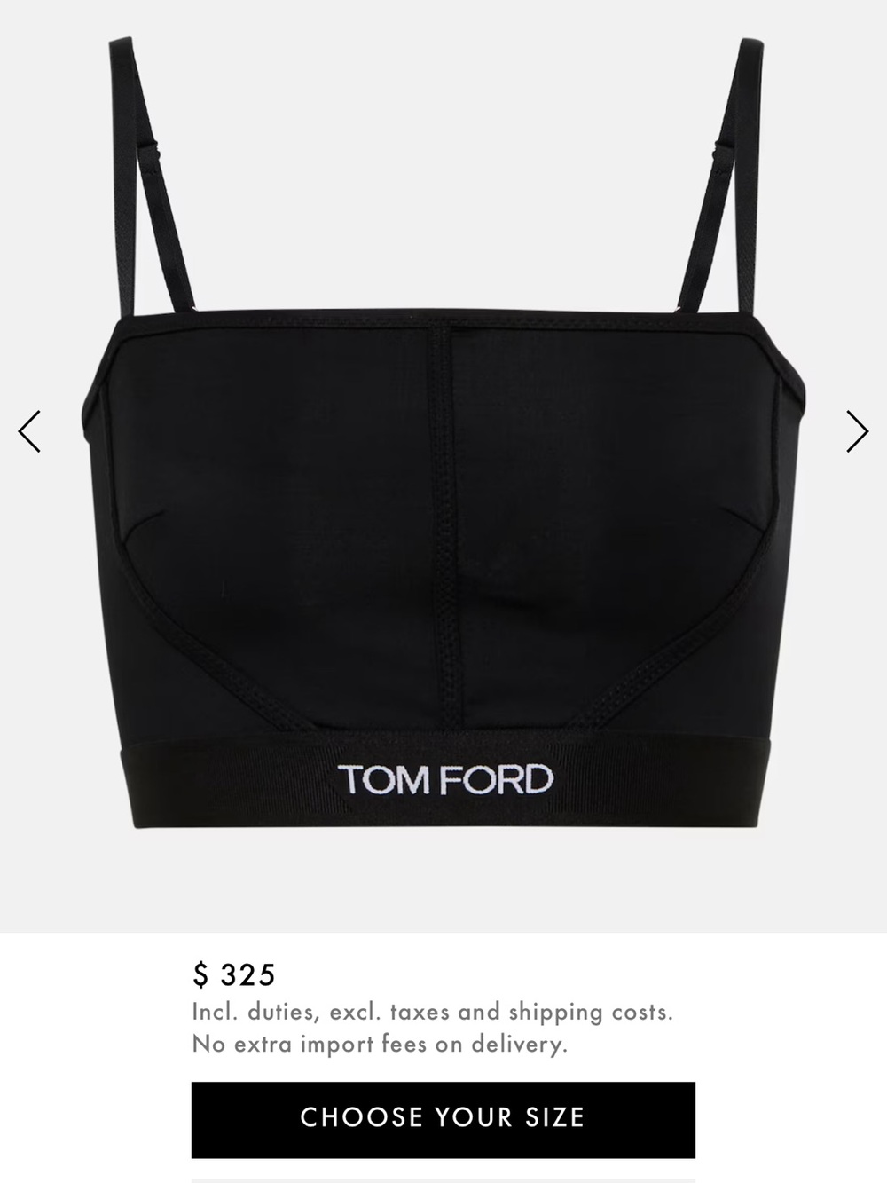 2x1 SEE PICTURES- Tom Ford Black Logo Bandeau Crop Top with Slim Straps